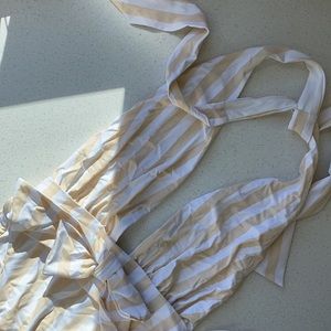 We Wore What x onia one piece striped swimsuit